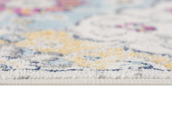 HomeRoots 30' Runner Floral Area Rug in Rust Gray & Sky Blue - Durable, Stain-Resistant Design for Busy Homes 30' Runner 609697
