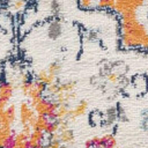 HomeRoots 30' Runner Floral Area Rug in Rust Gray & Sky Blue - Durable, Stain-Resistant Design for Busy Homes 30' Runner 609697