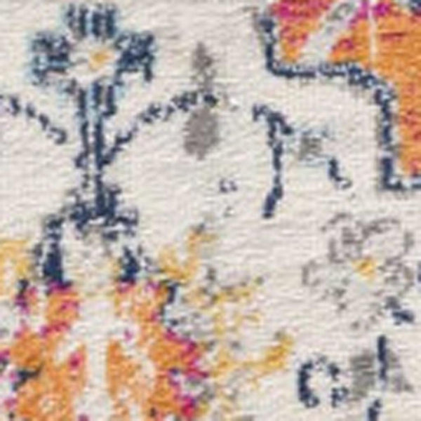 HomeRoots 30' Runner Floral Area Rug in Rust Gray & Sky Blue - Durable, Stain-Resistant Design for Busy Homes 25' Runner 609698