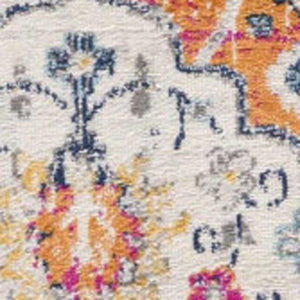 HomeRoots 30' Runner Floral Area Rug in Rust Gray & Sky Blue - Durable, Stain-Resistant Design for Busy Homes 25' Runner 609698