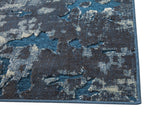 Sams International Abacasa Napa Axel Machine Made Chenille Base/Viscose Contour Abstract  Rug Blue, Ivory 5'3" x 7'6"