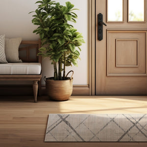 HomeRoots 2' x 25' Beige and Gray Abstract Runner Rug – Stylish, Stain-Resistant, Durable for Busy Homes & Hallways 609710