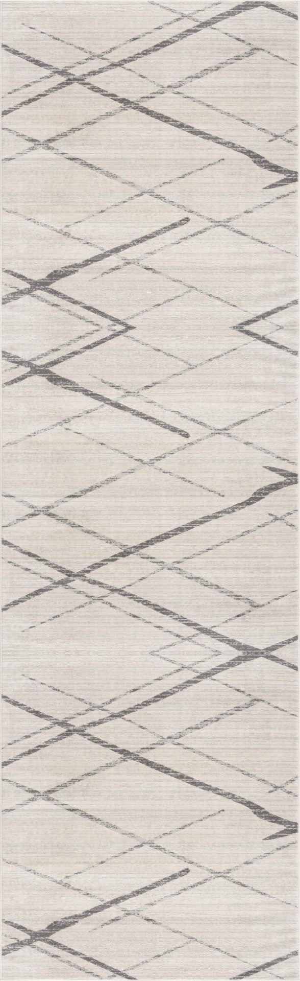 HomeRoots 2' x 25' Beige and Gray Abstract Runner Rug – Stylish, Stain-Resistant, Durable for Busy Homes & Hallways 609710