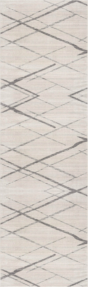 HomeRoots 2' x 25' Beige and Gray Abstract Runner Rug – Stylish, Stain-Resistant, Durable for Busy Homes & Hallways 609710