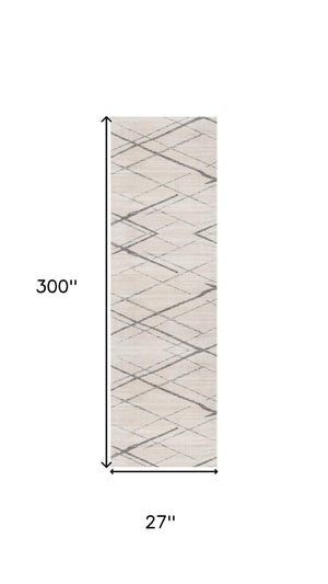 HomeRoots 2' x 25' Beige and Gray Abstract Runner Rug – Stylish, Stain-Resistant, Durable for Busy Homes & Hallways 609710