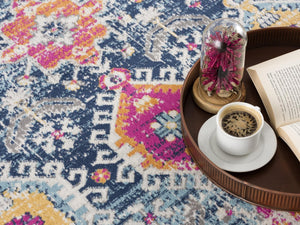 HomeRoots 2' x 25' Blue and Beige Southwestern Runner Rug – Durable, Stain-Resistant Design for High-Traffic Areas 609716