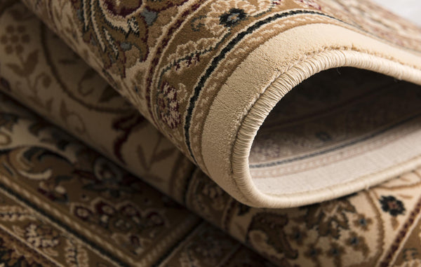 HomeRoots 12' Elegant Beige and Cream Oriental Runner Rug - Durable, Stain-Resistant Design for Any Space 609724