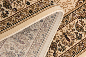 HomeRoots 12' Elegant Beige and Cream Oriental Runner Rug - Durable, Stain-Resistant Design for Any Space 609724