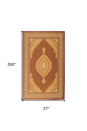 HomeRoots 2' Red and Beige Moroccan Runner Rug - Durable, Stylish Accent for Hallways, Kitchens, and Entryways 609750
