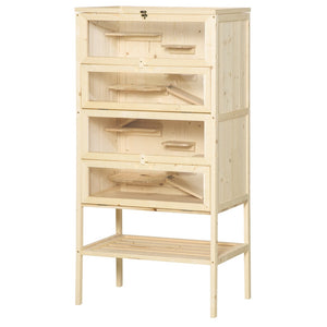 English Elm Pawhut 5-Tier Wooden Hamster Cage - Spacious Multi-Level Habitat With Easy Access And Storage Shelf W2225P217532-GIGA