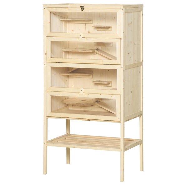 English Elm Pawhut 5-Tier Wooden Hamster Cage - Spacious Multi-Level Habitat With Easy Access And Storage Shelf W2225P217532-GIGA