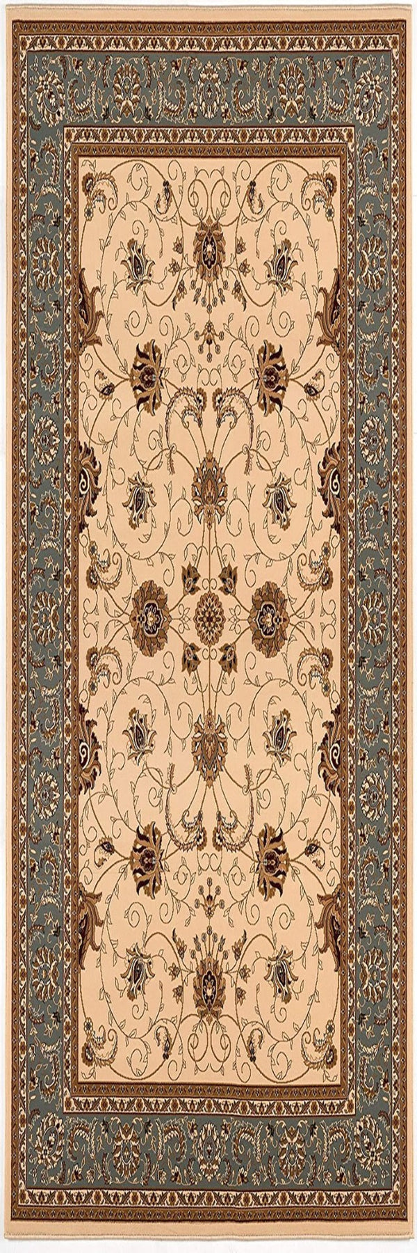 HomeRoots 30' Runner Sophisticated Dark Gray Tan Brown Oriental Area Rug for High-Traffic Elegance 17' Runner 609760