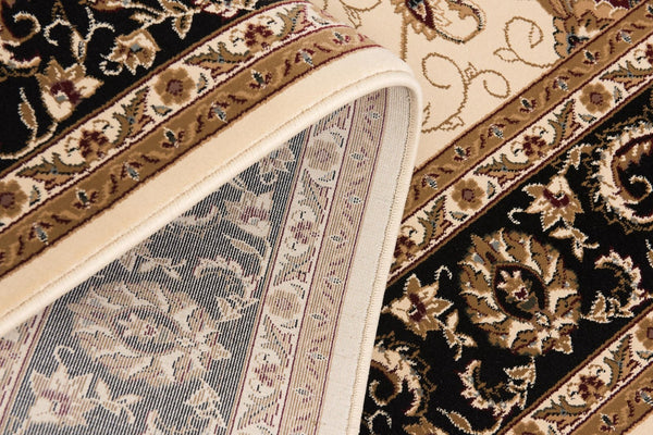 HomeRoots 25' Runner Rug in Black, Tan & Brown - Durable Oriental Design for High-Traffic Areas & Entryways 609764