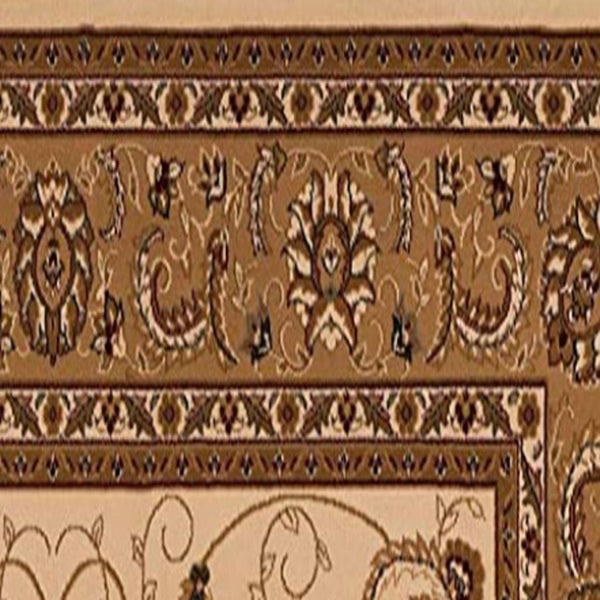 HomeRoots 30' Elegant Tan and Brown Oriental Area Rug – Durable, Stain-Resistant Runner Perfect for High-Traffic Spaces 30' Runner 609769