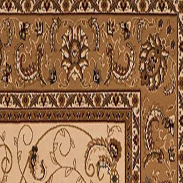HomeRoots 30' Elegant Tan and Brown Oriental Area Rug – Durable, Stain-Resistant Runner Perfect for High-Traffic Spaces 25' Runner 609770