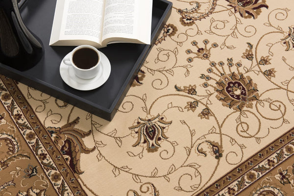 HomeRoots 30' Elegant Tan and Brown Oriental Area Rug – Durable, Stain-Resistant Runner Perfect for High-Traffic Spaces 19' Runner 609771