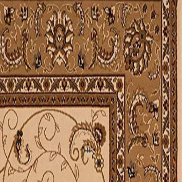 HomeRoots 30' Elegant Tan and Brown Oriental Area Rug – Durable, Stain-Resistant Runner Perfect for High-Traffic Spaces 17' Runner 609772