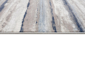 HomeRoots 30' Runner Durable Blue, Brown & Sand Striped Area Rug - Stain & Water Resistant for High Traffic Areas 609776