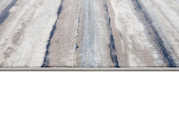HomeRoots 19' Coastal-Inspired Blue Brown Sand Striped Runner Rug - Durable, Stain-Resistant & Stylish Accent 609778