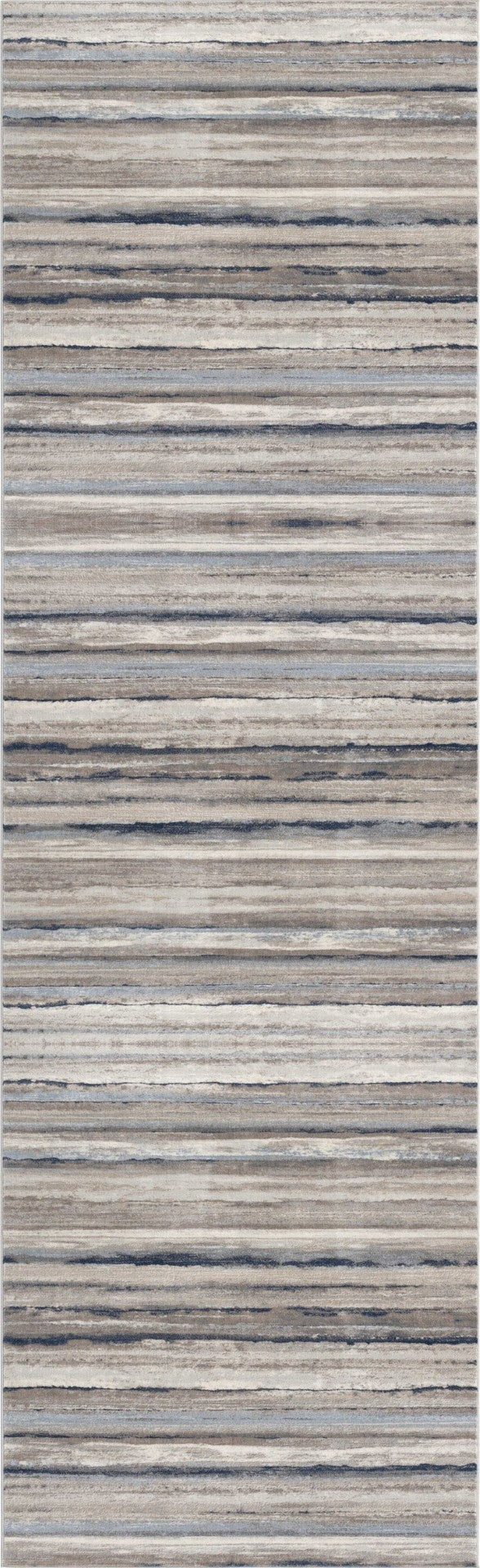 HomeRoots 19' Coastal-Inspired Blue Brown Sand Striped Runner Rug - Durable, Stain-Resistant & Stylish Accent 609778