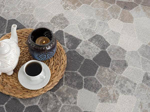 HomeRoots 30' Runner - Stylish Cobblestone Area Rug in Gray, Brown, and Charcoal for High-Traffic Spaces 30' Runner 609788