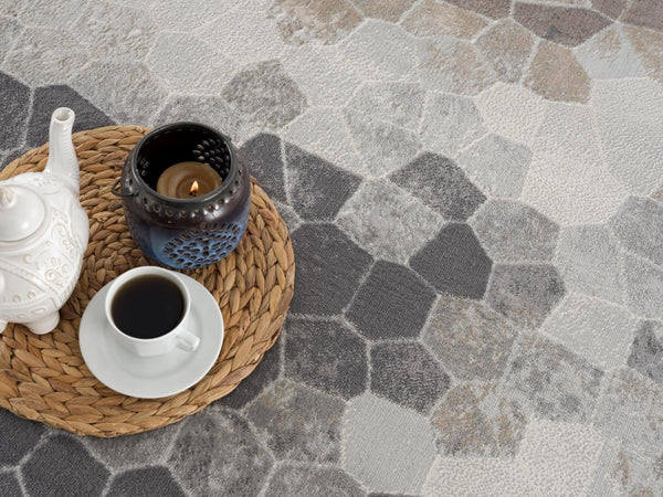 HomeRoots 30' Runner - Stylish Cobblestone Area Rug in Gray, Brown, and Charcoal for High-Traffic Spaces 30' Runner 609788