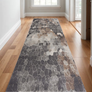 HomeRoots 30' Runner - Stylish Cobblestone Area Rug in Gray, Brown, and Charcoal for High-Traffic Spaces 30' Runner 609788