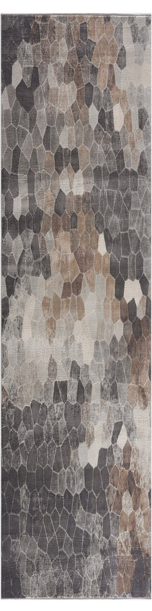 HomeRoots 30' Runner - Stylish Cobblestone Area Rug in Gray, Brown, and Charcoal for High-Traffic Spaces 25' Runner 609789