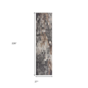 HomeRoots 30' Runner - Stylish Cobblestone Area Rug in Gray, Brown, and Charcoal for High-Traffic Spaces 19' Runner 609790