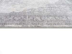 HomeRoots 30' Runner - Stylish Gray and Beige Medallion Area Rug for Hallways, Durable and Stain-Resistant Design 30' Runner 609794