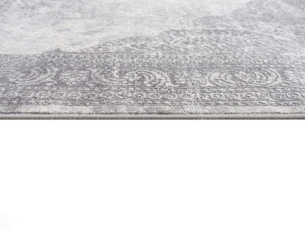 HomeRoots 30' Runner - Stylish Gray and Beige Medallion Area Rug for Hallways, Durable and Stain-Resistant Design 19' Runner 609796