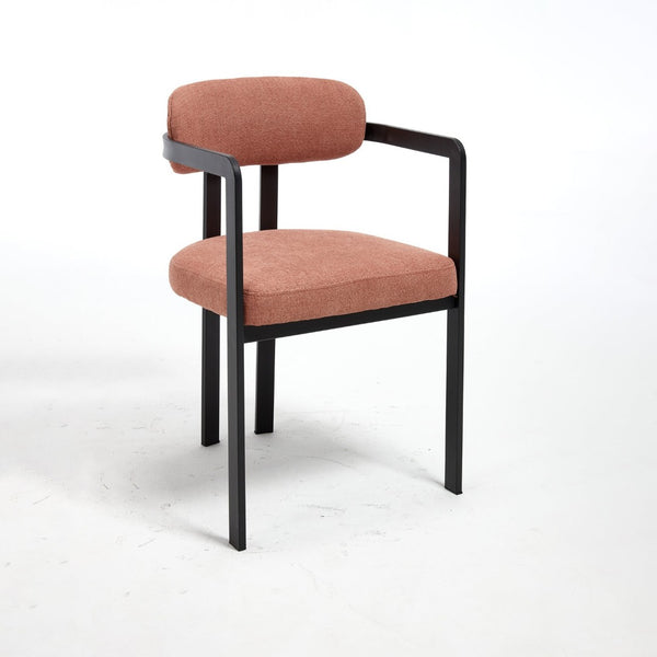 English Elm Modern Tufted Boucle Dining Chairs Set of 2 with Curved Back and Matte Metal Legs Orange W3244P337419
