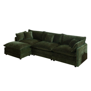 English Elm Free Modular Chenille Sectional Sofa with Reversible Ottoman for Spacious Living Rooms W714S00464