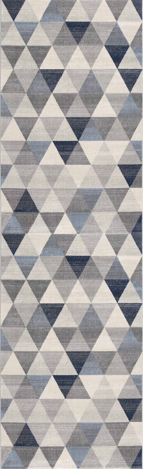 HomeRoots 30' Runner Transform Your Space with a Coastal-Inspired Geometric Area Rug in Blue, Beige, and Gray 30' Runner 609800