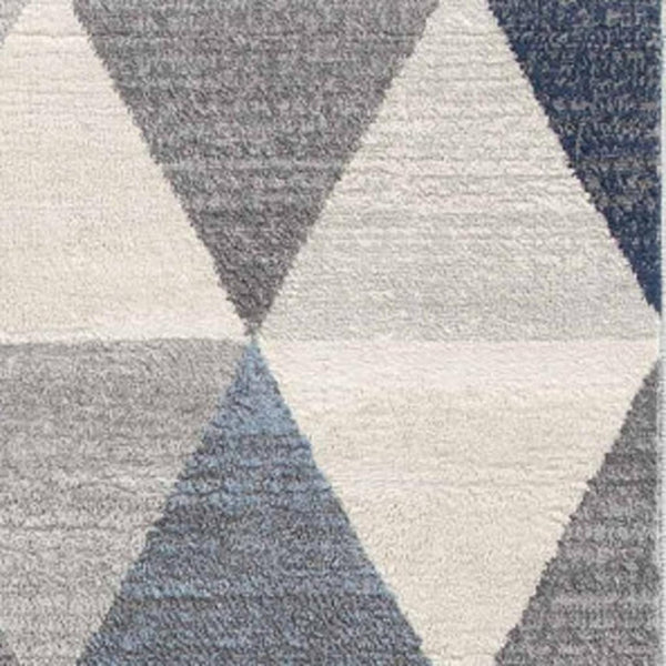 HomeRoots 30' Runner Transform Your Space with a Coastal-Inspired Geometric Area Rug in Blue, Beige, and Gray 30' Runner 609800