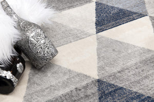 HomeRoots 30' Runner Transform Your Space with a Coastal-Inspired Geometric Area Rug in Blue, Beige, and Gray 25' Runner 609801