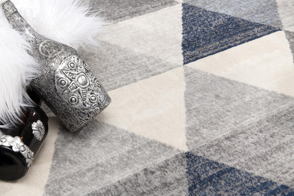HomeRoots 30' Runner Transform Your Space with a Coastal-Inspired Geometric Area Rug in Blue, Beige, and Gray 25' Runner 609801