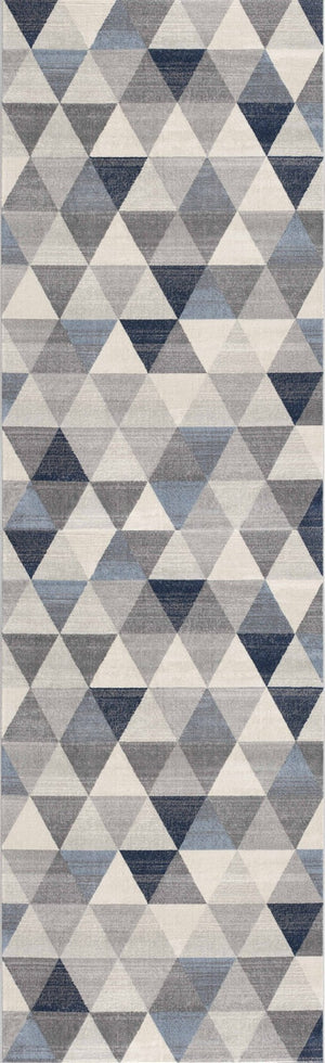 HomeRoots 30' Runner Transform Your Space with a Coastal-Inspired Geometric Area Rug in Blue, Beige, and Gray 25' Runner 609801