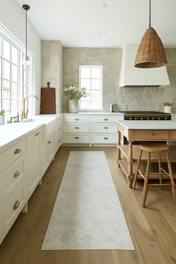 HomeRoots 2' Beige and Gray Abstract Area Rug - Contemporary Soft Polypropylene for High-Traffic Spaces 609806