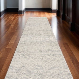 HomeRoots 2' Beige and Gray Abstract Area Rug - Contemporary Soft Polypropylene for High-Traffic Spaces 609806