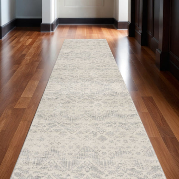 HomeRoots 2' Beige and Gray Abstract Area Rug - Contemporary Soft Polypropylene for High-Traffic Spaces 609806