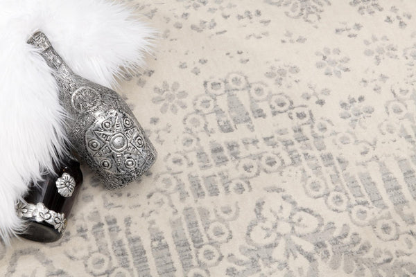 HomeRoots 2' Beige and Gray Abstract Runner Rug - Durable, Stain-Resistant Design for High-Traffic Areas 609807