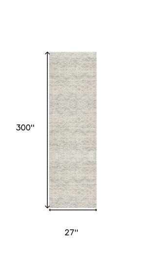 HomeRoots 2' Beige and Gray Abstract Runner Rug - Durable, Stain-Resistant Design for High-Traffic Areas 609807