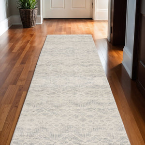 HomeRoots 19' Runner Beige and Gray Abstract Rug - Durable, Stain-Resistant Design for Modern Spaces & High Traffic 609808