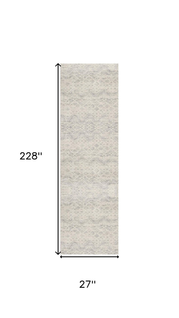 HomeRoots 19' Runner Beige and Gray Abstract Rug - Durable, Stain-Resistant Design for Modern Spaces & High Traffic 609808