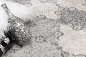HomeRoots 2' x 25' Gray and Beige Moroccan Runner Rug - Durable, Stain-Resistant Design for High-Traffic Areas 609813
