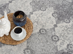 HomeRoots 2' x 25' Gray and Beige Moroccan Runner Rug - Durable, Stain-Resistant Design for High-Traffic Areas 609813