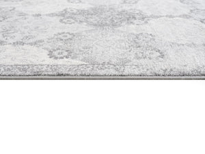 HomeRoots 19' Runner - Stylish Gray and Beige Moroccan-Inspired Rug for High-Traffic Areas, Stain Resistant 609814