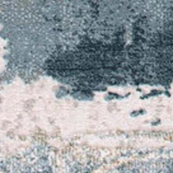 HomeRoots 2' Blue and Beige Abstract Runner Rug - Durable, Stain-Resistant Design for High-Traffic Areas 609819