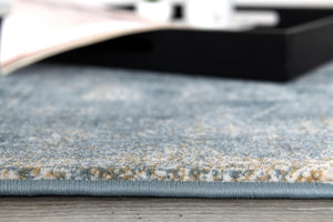 HomeRoots 17' Runner Blue and Beige Abstract Rug - Soft, Stain-Resistant, Durable for Hallways & Busy Homes 609821